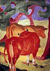 Franz Marc Canvas Paintings - Rote Kuhe